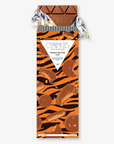 Peanut Butter Cup Chocolate Bar in orange and black tiger stripe packaging on white background.