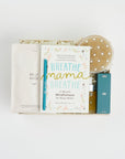 BOXFOX Creme Gift Box filled with "Breathe Mama Breathe" Book, Le Pen Teal Pen, Mother Mother Belly Oil, HATCH Belly Sheet Mask , and BOXFOX Round Dry Brush