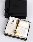 Coffee black gift box packed with gift items inside