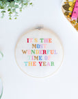 Most Wonderful Time of the Year Cross Stitch on White Background
