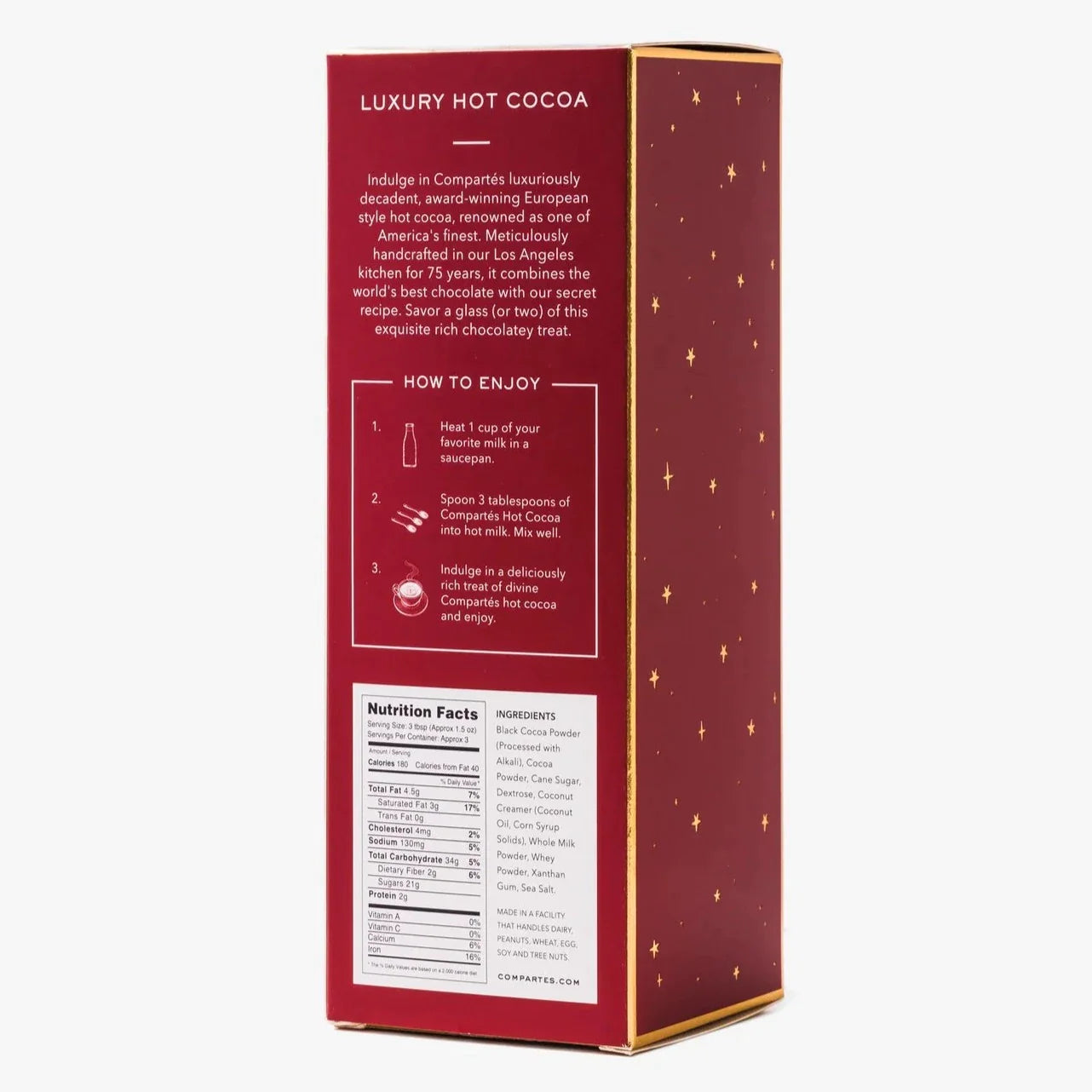 The back of the red box with description of product and with Nutrition Facts. 