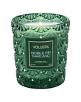 Green embossed glass jar with gold dots