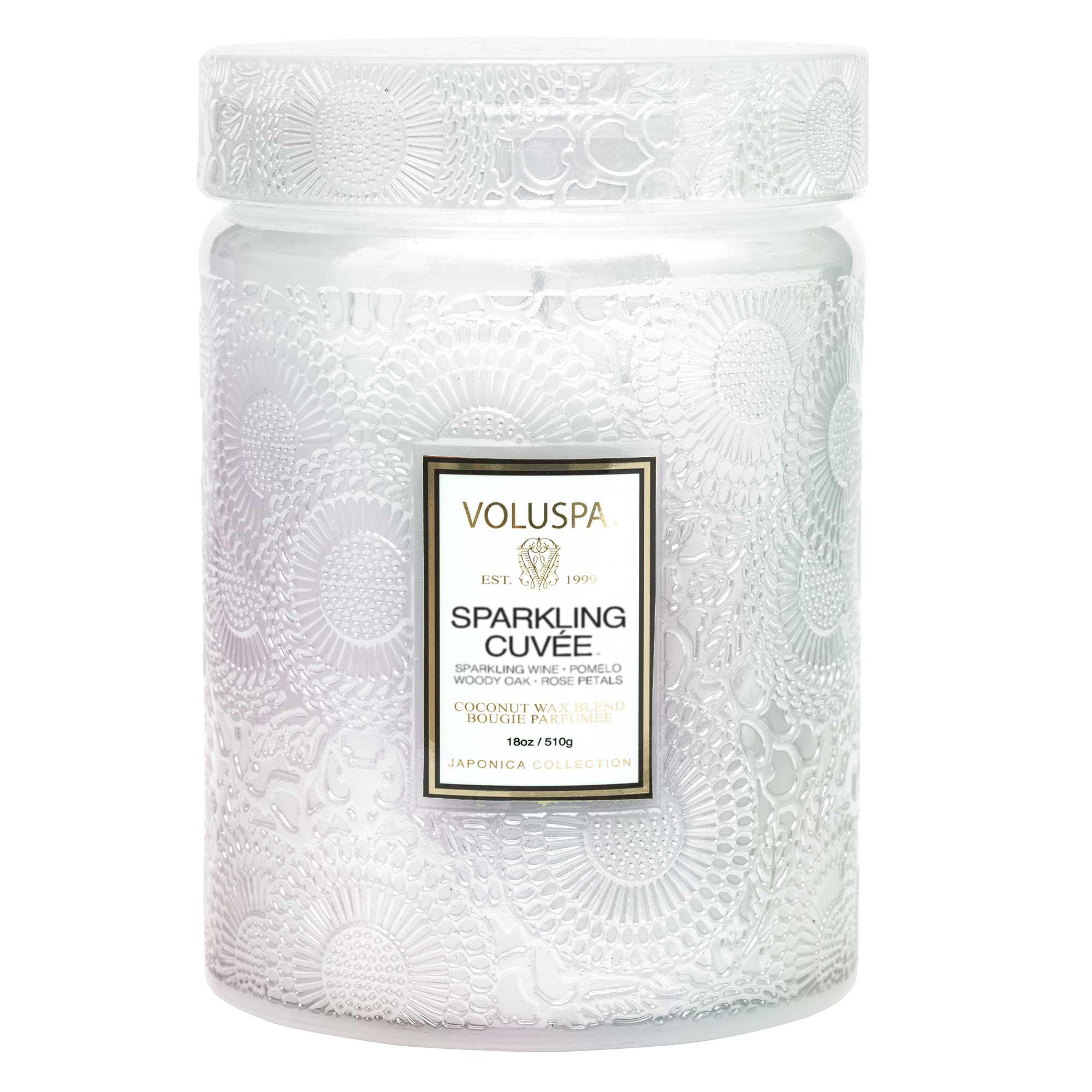 White iridescent candle glass jar with lid