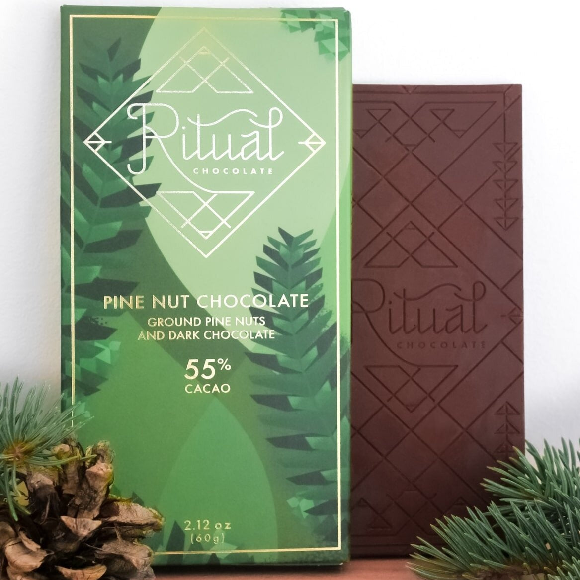Pine Nut 55% Cacao Chocolate Bar