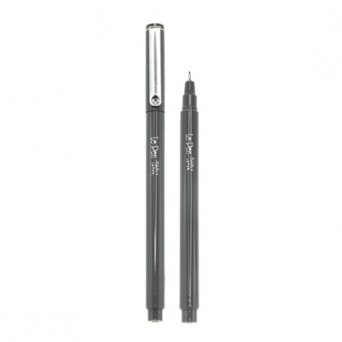 Two grey pens, one with the cap on and one with the cap off. 