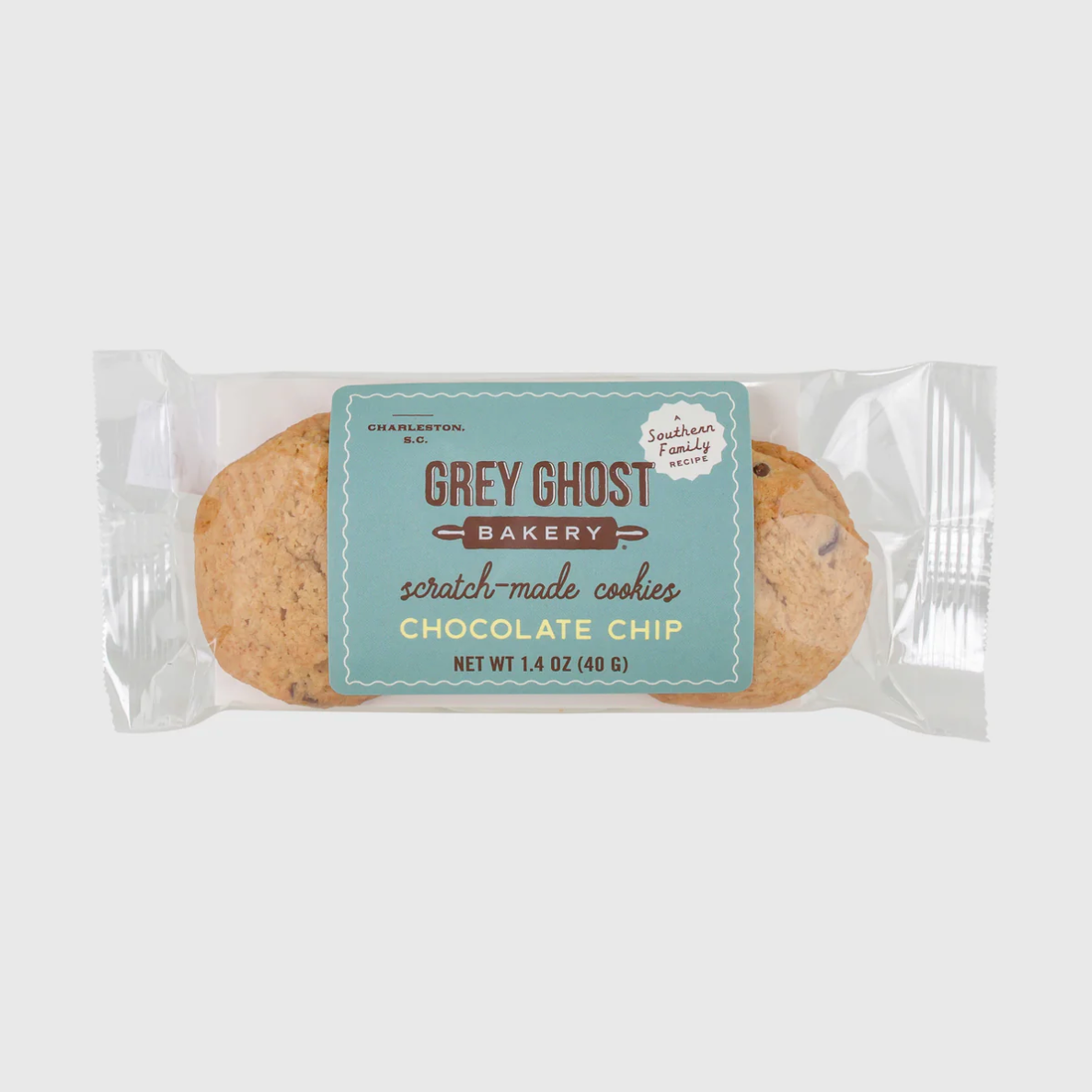 Grey Ghost Bakery scratch-made cookies: Chocolate Chip 2-pack cookies.