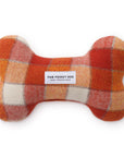 Pumpkin Spice Plaid Fall Flannel Dog Squeaky Toy on white background