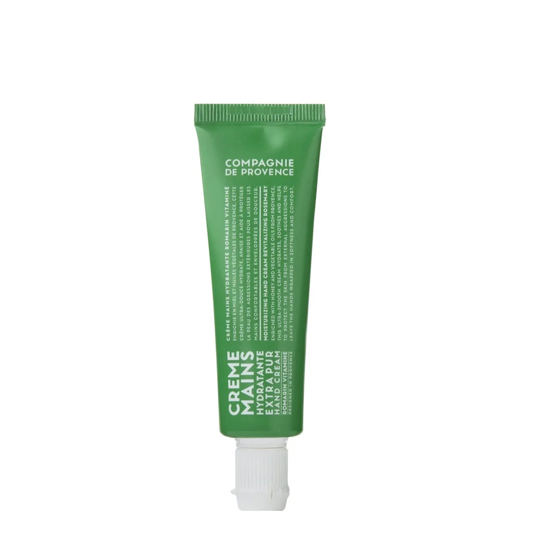 Green lotion tube with white cap. Has white text on the front of it