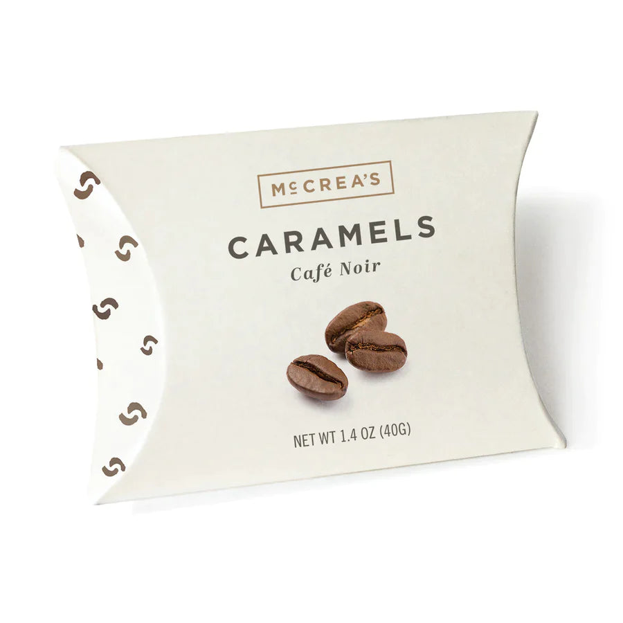 Coffee Caramels Pillow Box on white background.